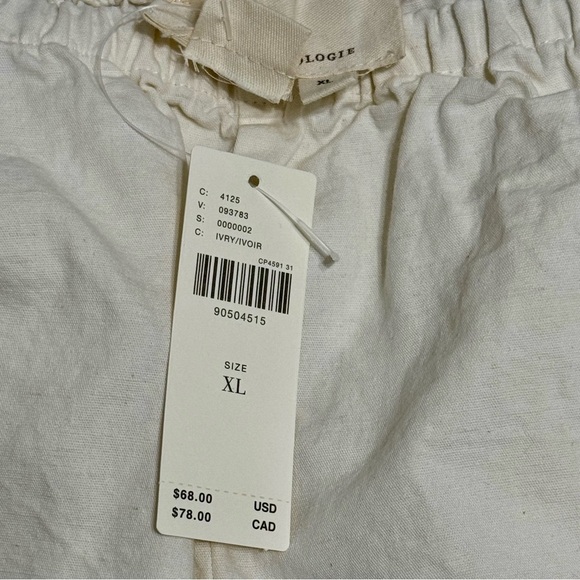 Anthropologie NWT Linen Blend Micro Tap Shorts in Ivory Size XL - Picture 7 of 9